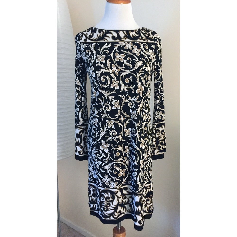 Nicole Miller Collection 100% Silk Dress, Long Sleeve